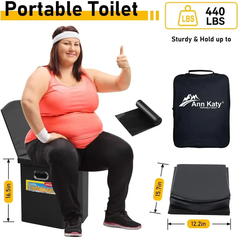 Portable Toilet with Pop Up Privacy Tent,XL Large Portable Toilet for Adults, Outdoor Camping Shower Tents Changing Room Emergen
