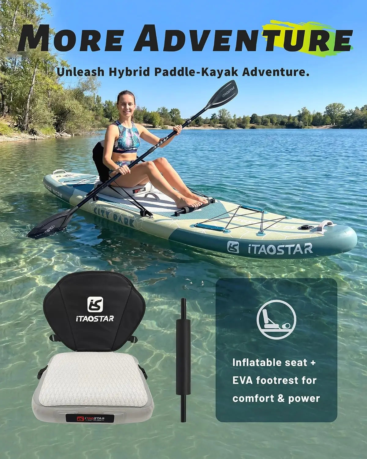 City Park 12'×35" Extra Wide Paddle Board with Seat, One-Stop Premium SUP Board Gears, Tailored 5 Fins, Stable Inflatable Stand