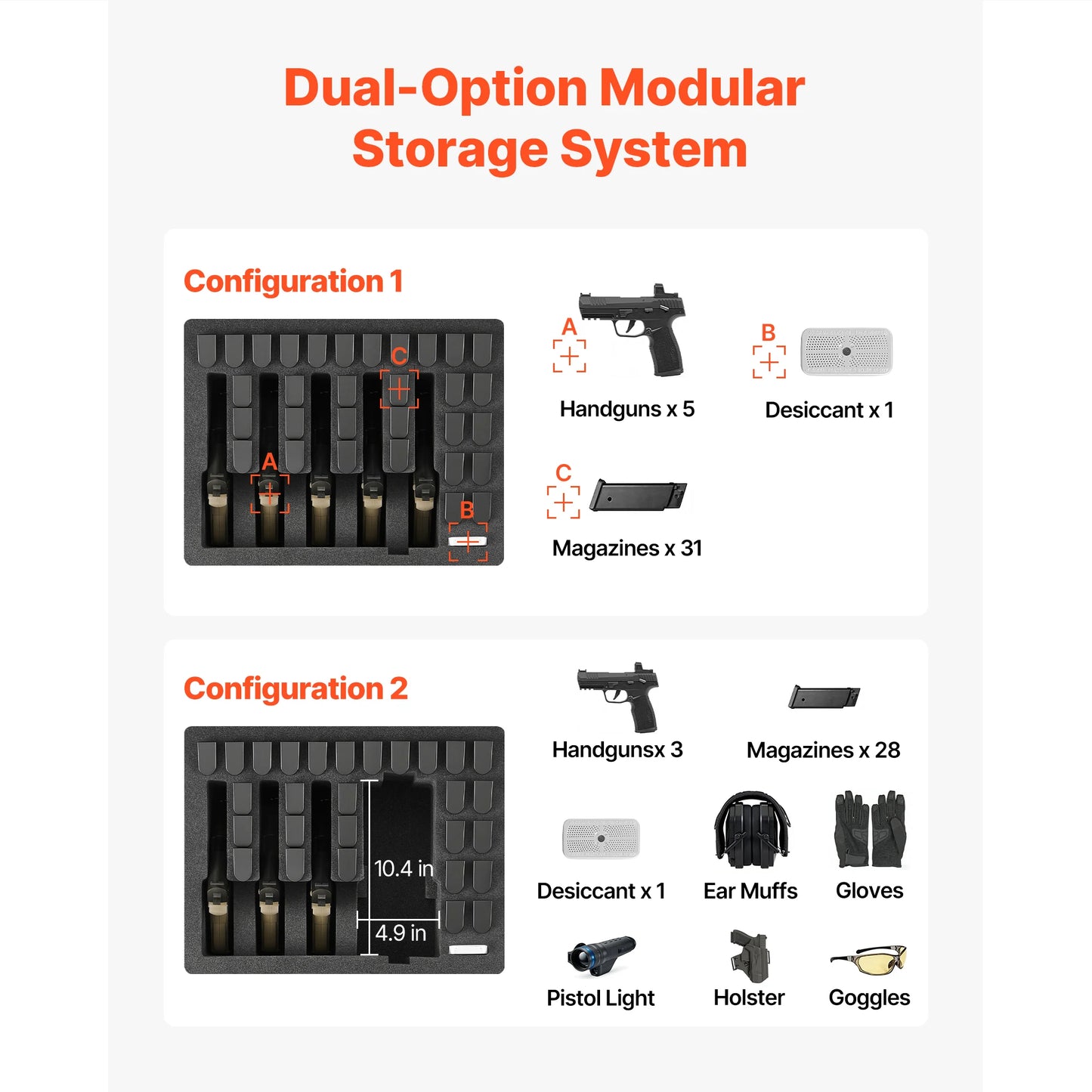 Hard Pistol Case Hard Gun Case with XPE Foam Lining Waterproof Pistol Box with Customizable Interior for Gun Lenses