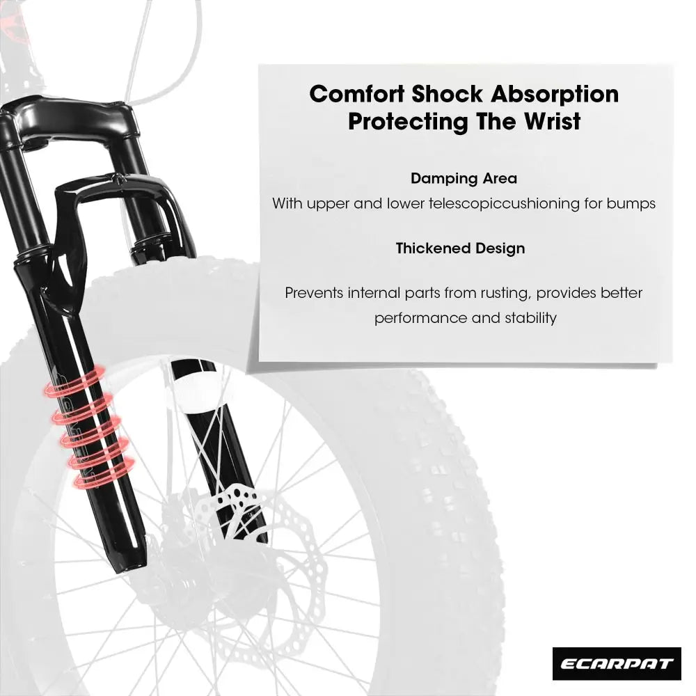 20 Inch Kids Teenagers Mountain Bike, High Carbon Steel Frame, Front Suspension & 7-Speed Drivetrain, Front & Rear Disc Brakes, Wear-Resistant Wide Tires for Off-Road & Snow Riding