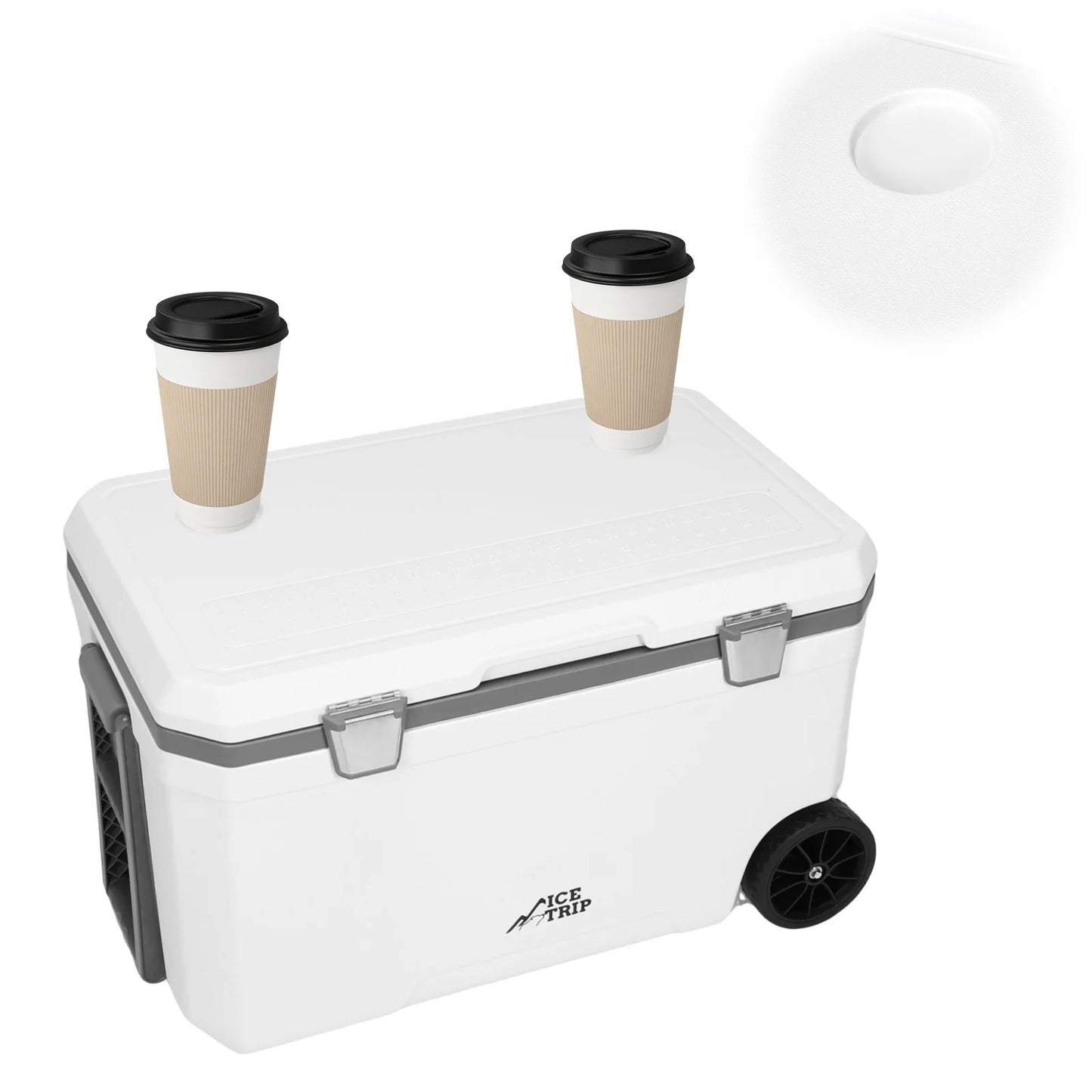 70L Camping Cooler Hard Shell Portable Car Wheel Insulator Plastic Cooler Box 30 Percent Lighter Than Rotomolded for BBQ Camping