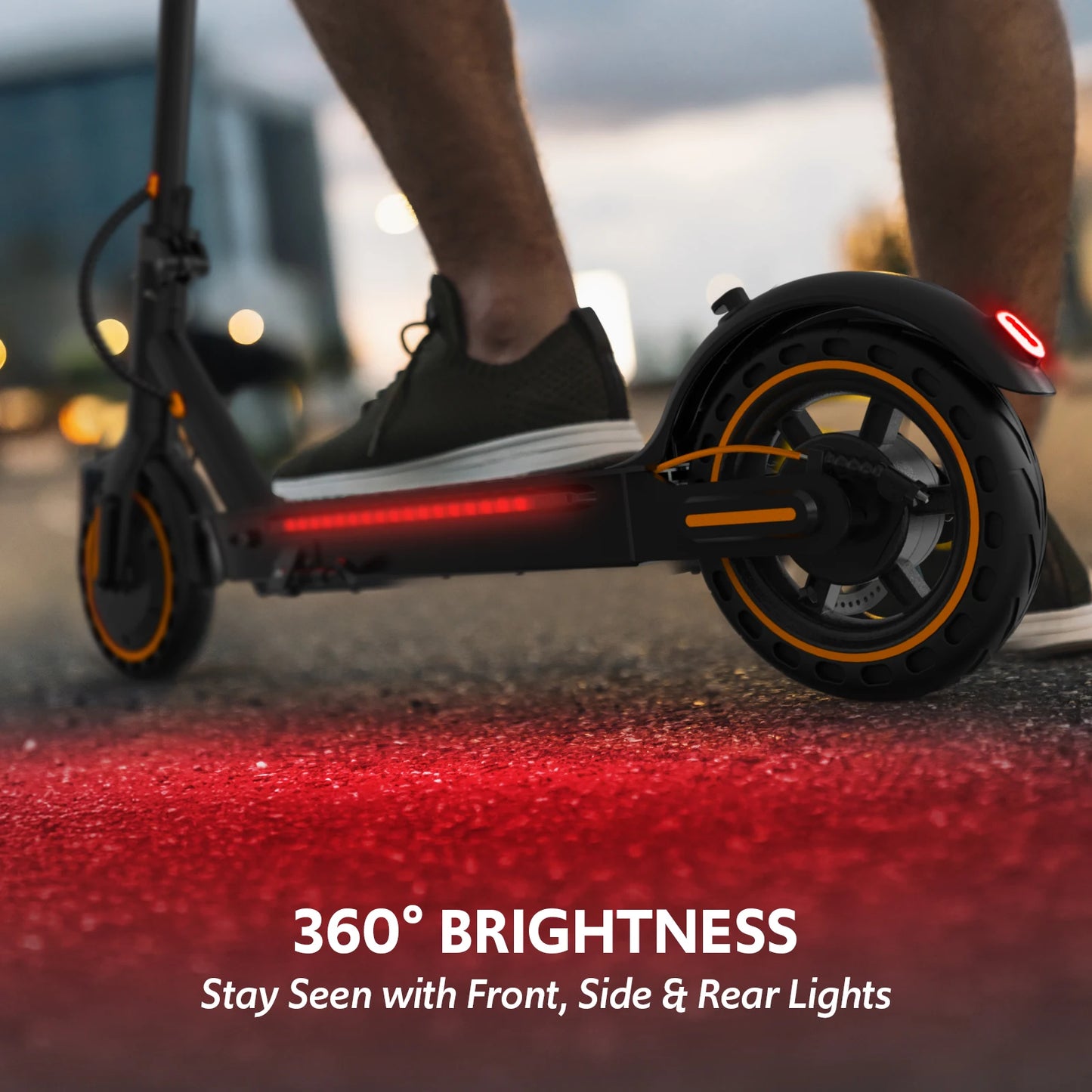 Electric Scooter for Adults, Up to 19 Miles & 19 MPH, 550W Motor, Front Suspension, Built-in Side Lights