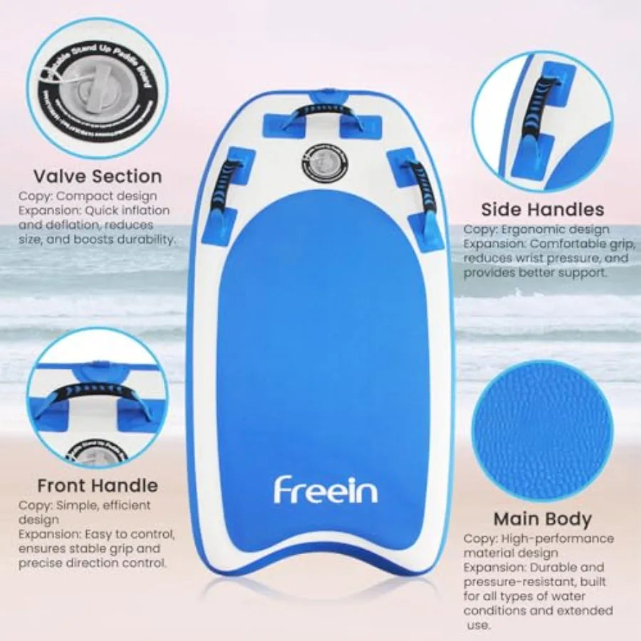 Body Board Inflatable, Surfboards BodyBoards for Beach River, Foldable Design for Easy Storage and Transport