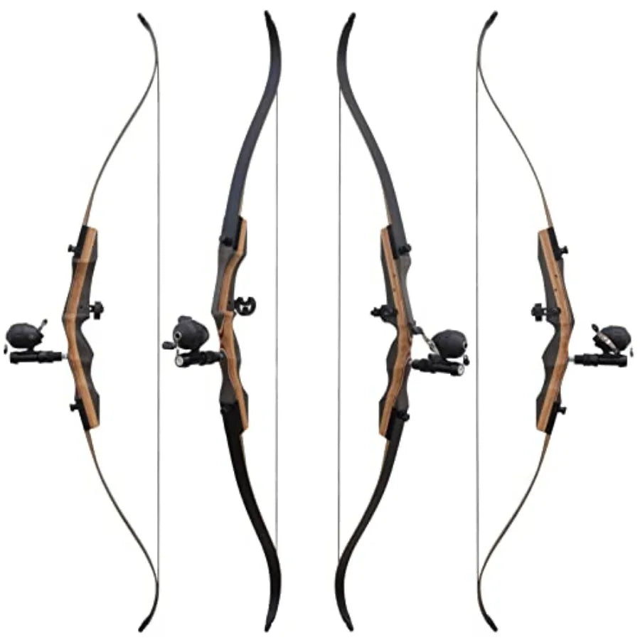 62 Hunting Recurve Bow Archery Set for Adults 25-50lbs Right Hand with 3pcs Bow Fishing Arrows in Black and Yellow