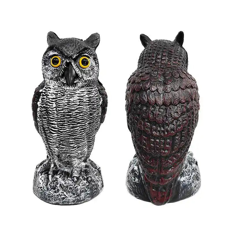 15.7" Garden Owl Statue Owl Decoys for Outdoor Garden Yard Plastic Owl Figurine Eyes to Scare Birds Away for Patio Lawn Ornament