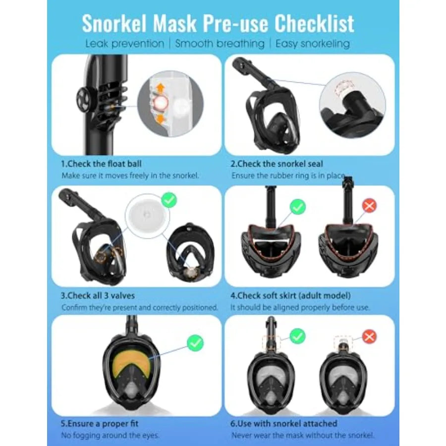G2 Full Face Snorkel Mask with Latest Dry Top System, Foldable 180 Degree Panoramic View Snorkeling Mask with Camera Mount, Saf