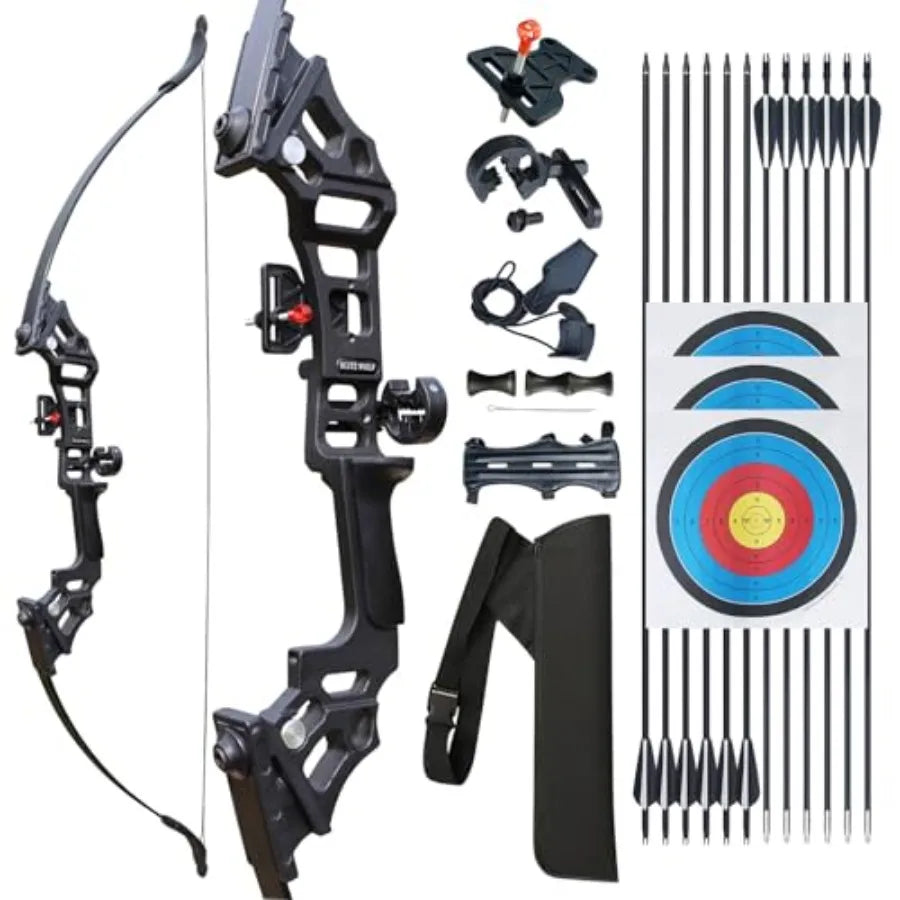 Archery Bow Set Recurve Bow and Arrow Adult Set 51 Training Bow Takedown 30 40 50lb Long Bows for Hunting Adult Beginner with 1