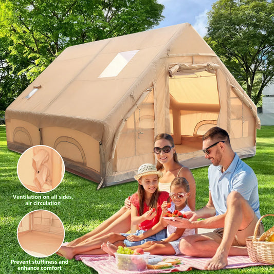 Air Glamping Tents with Pump Glamping Camping Tents House Waterproof Windproof for 4 Seasons