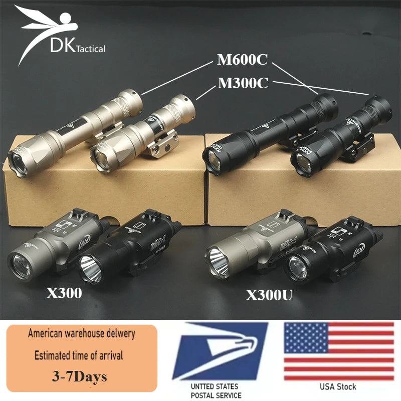 US Warehouse Tactical SF X300 X300U M600C M300 Flashlight Hunting Weapons Scout Light Airsoft Lamp Accessories Fit 20mm Rail