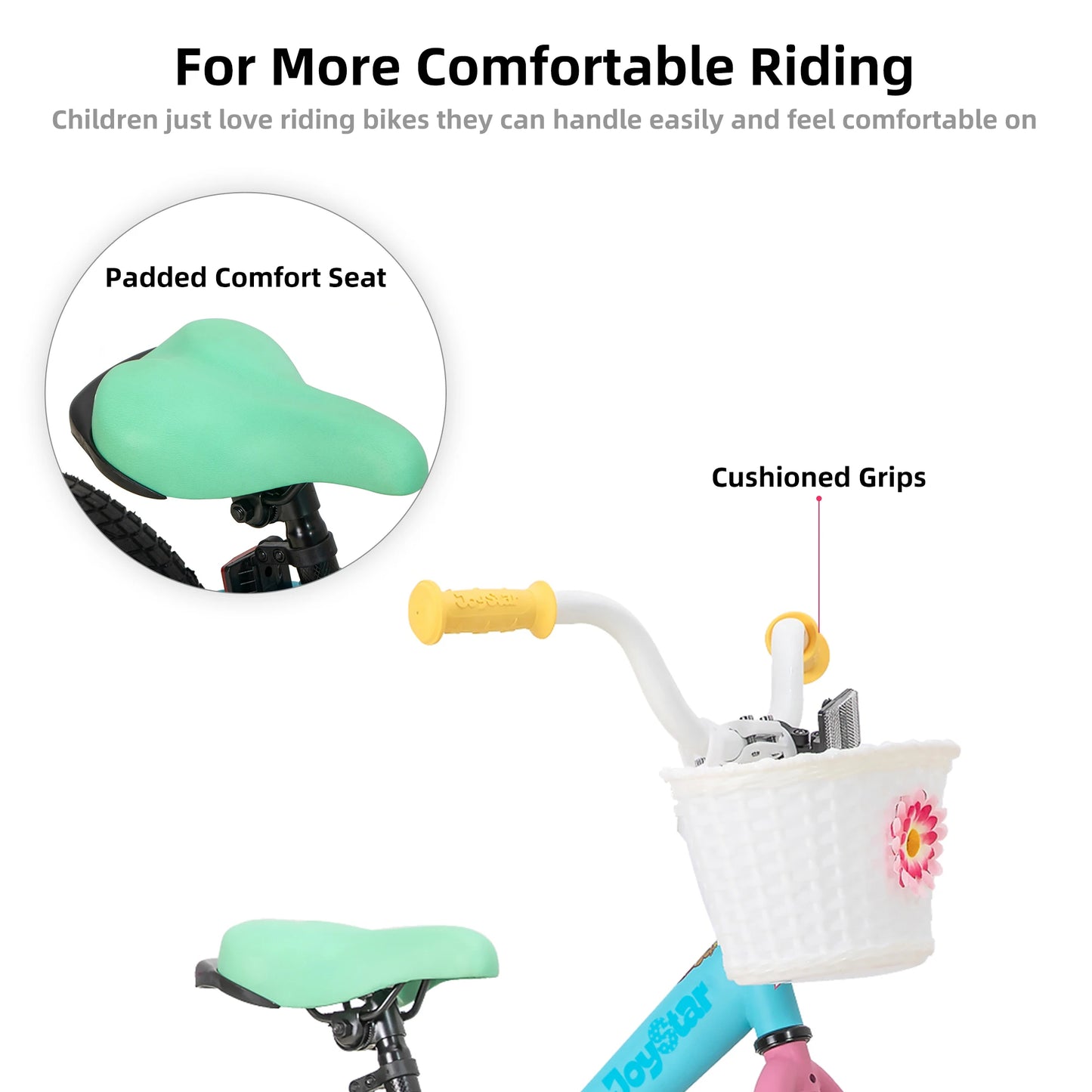 JOYSTAR Macaroon 12-18 Inch Kids Bike for 2-9 Years Girls | Toddler Girls Bike with Training Wheels & Basket, Rainbow Bikes, Children Bicycle