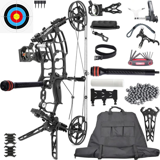 Compound Bow Set for Steel Ball, Draw Weight 40-65 LBS, Short-Axis Hunting Compound Bow, can Shoot Arrow and Steel Ball for Arch