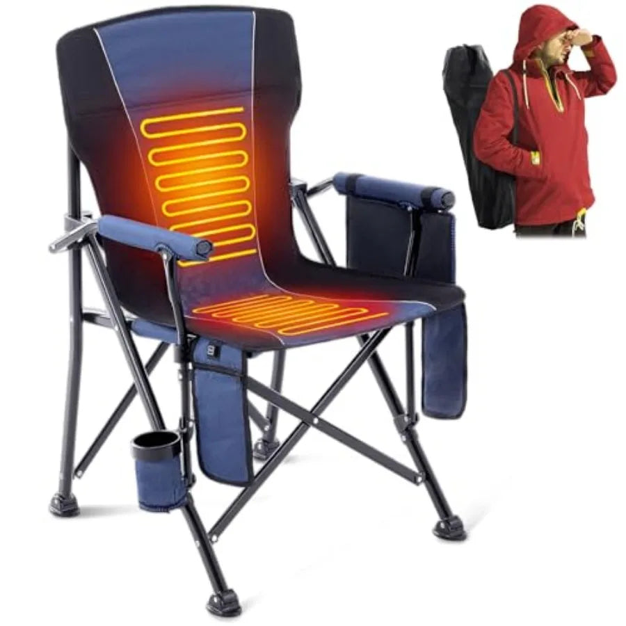 Heated Camping Chairs for Adults, Portable Heated Chairs for Outdoor, Outdoor Heated Chair, Folding Chairs, Heavy Duty Lawn Cha