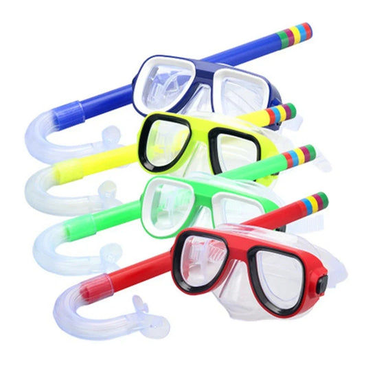 Kids Diving Goggle Mask Breathing Tube Shockproof Anti-fog Durable Underwater Swimming Glasses Band Snorkeling Accessories Set