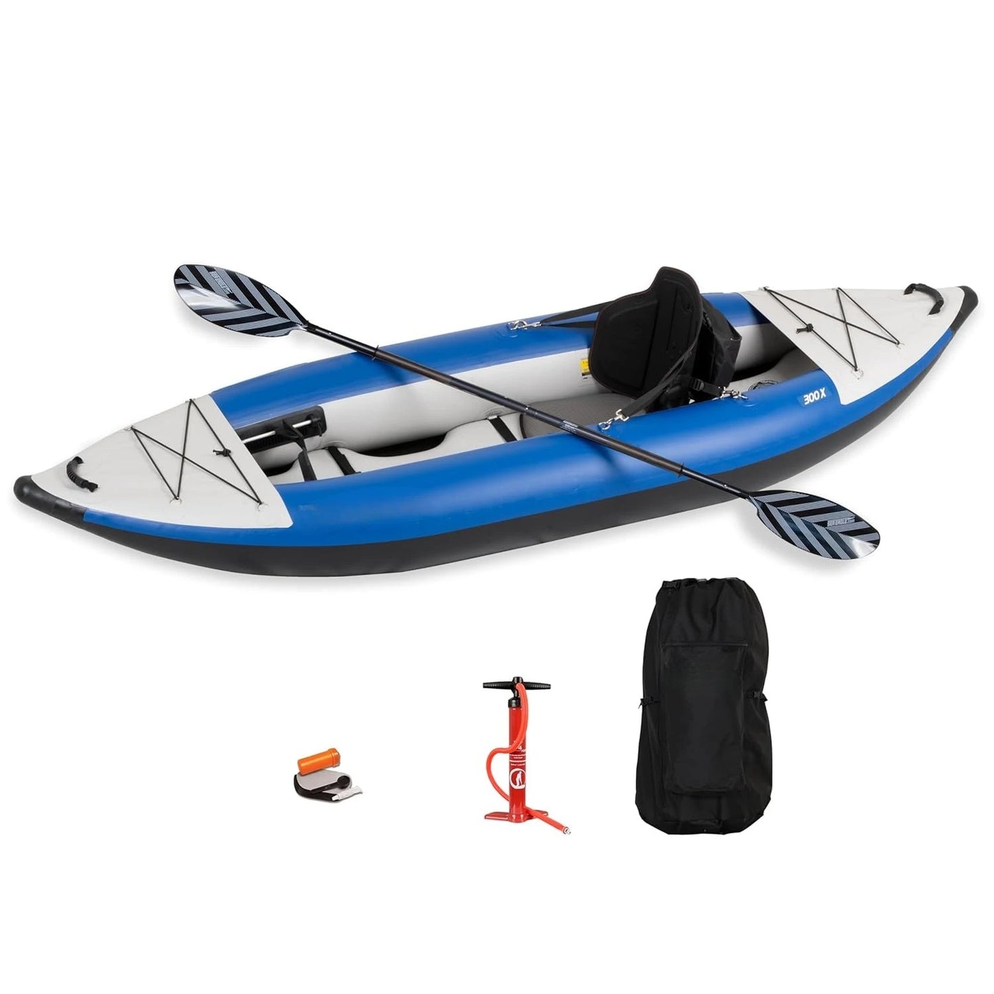 Self-Bailing Inflatable Kayak, Solo, Drop Floor for Camping Fishing & Whitewater, Custom