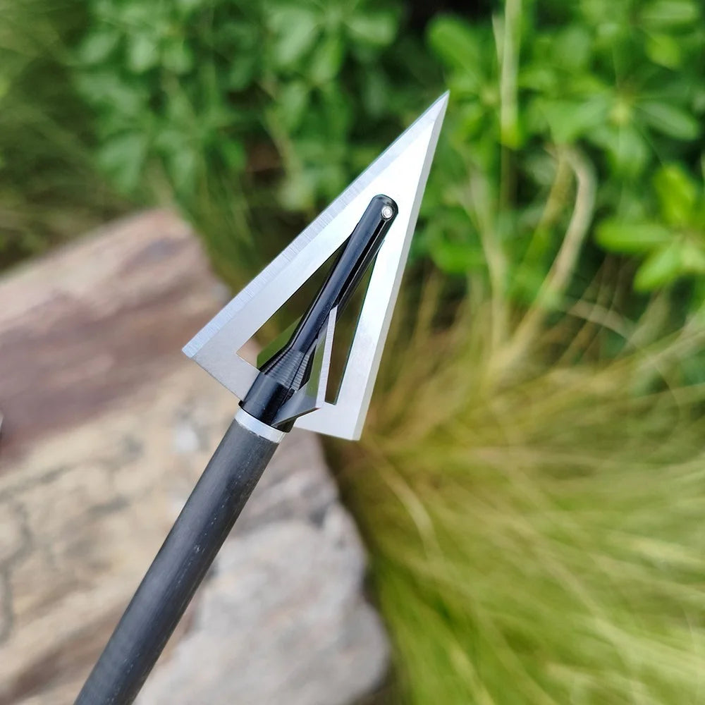 Blade Arrowheads 12pcs 120grain Screw-in Broadheads Made of Durable Aluminum and Steel Sharp Corrosion-Resistant Tips for DIY Arrow Shaft Compound Recurve Bow Hunting Shooting Target Practice Outdoor Archery Accessories