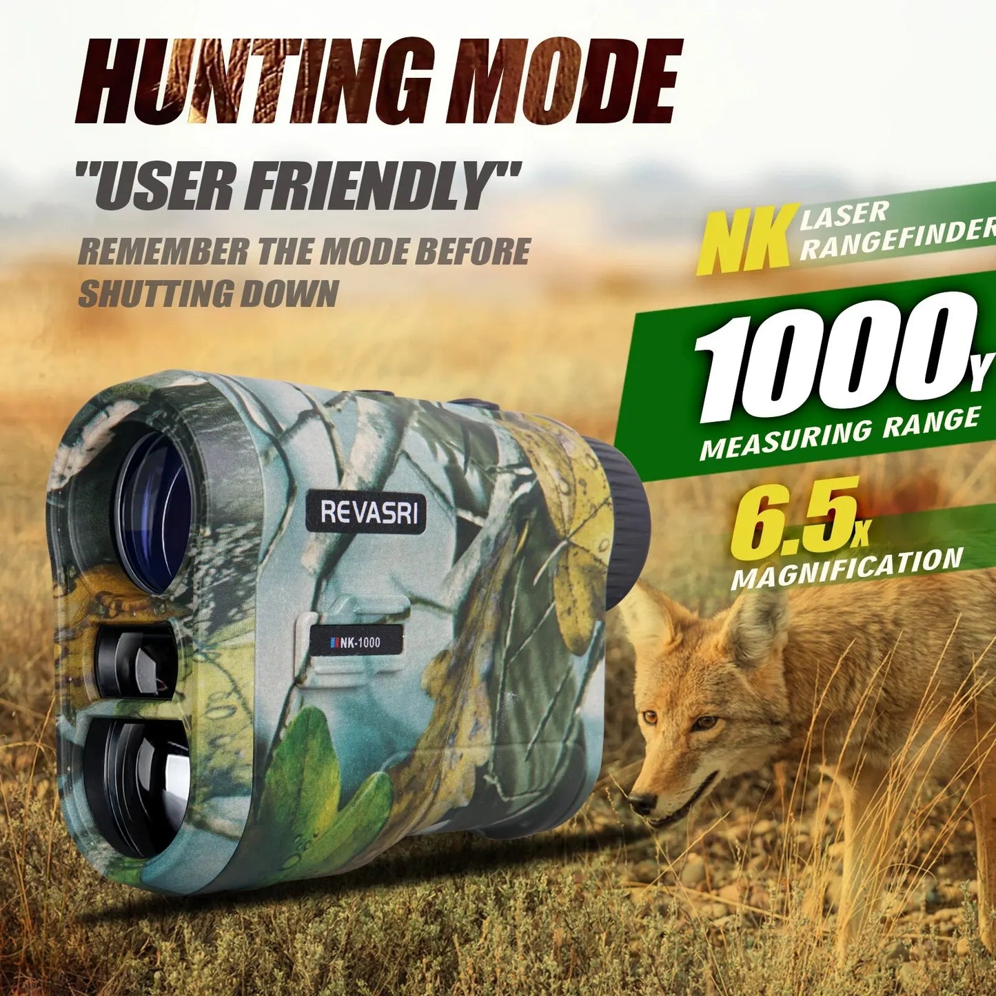 REVASRI 6x 1000M Rangefinder for Hunting, with Horizontal Vertical Distance Speed and Scan Modes, Range Finder Monocular