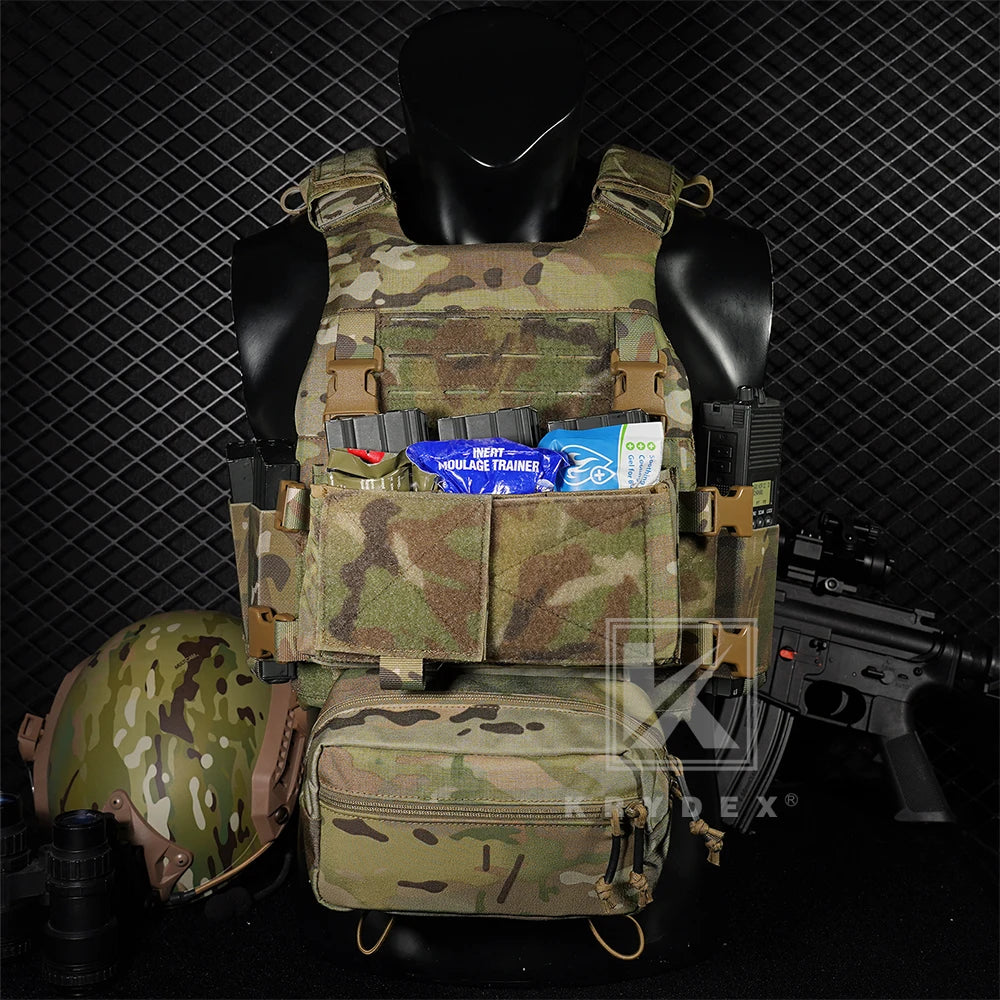 KRYDEX Tactical Vest MOLLE Low Vis Slick Plate Carrier Elastic Cummerbund 7.62 5.56mm Mag Pouch Drop Pouch Lightweight Man Vest