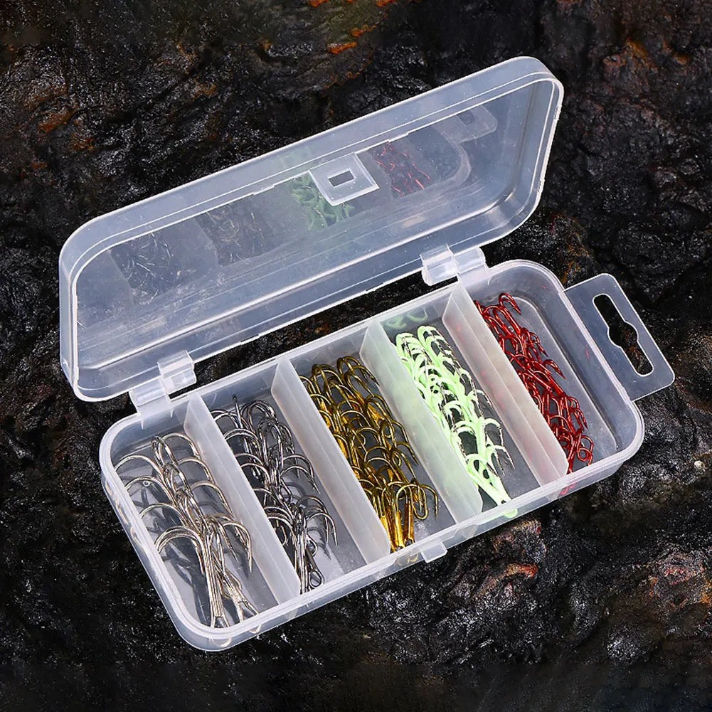 High Carbon Steel Treble Hook 5 Colors Triple Fishing Hook Barbed Sharp Triple Hook for Saltwater Freshwater Fishing
