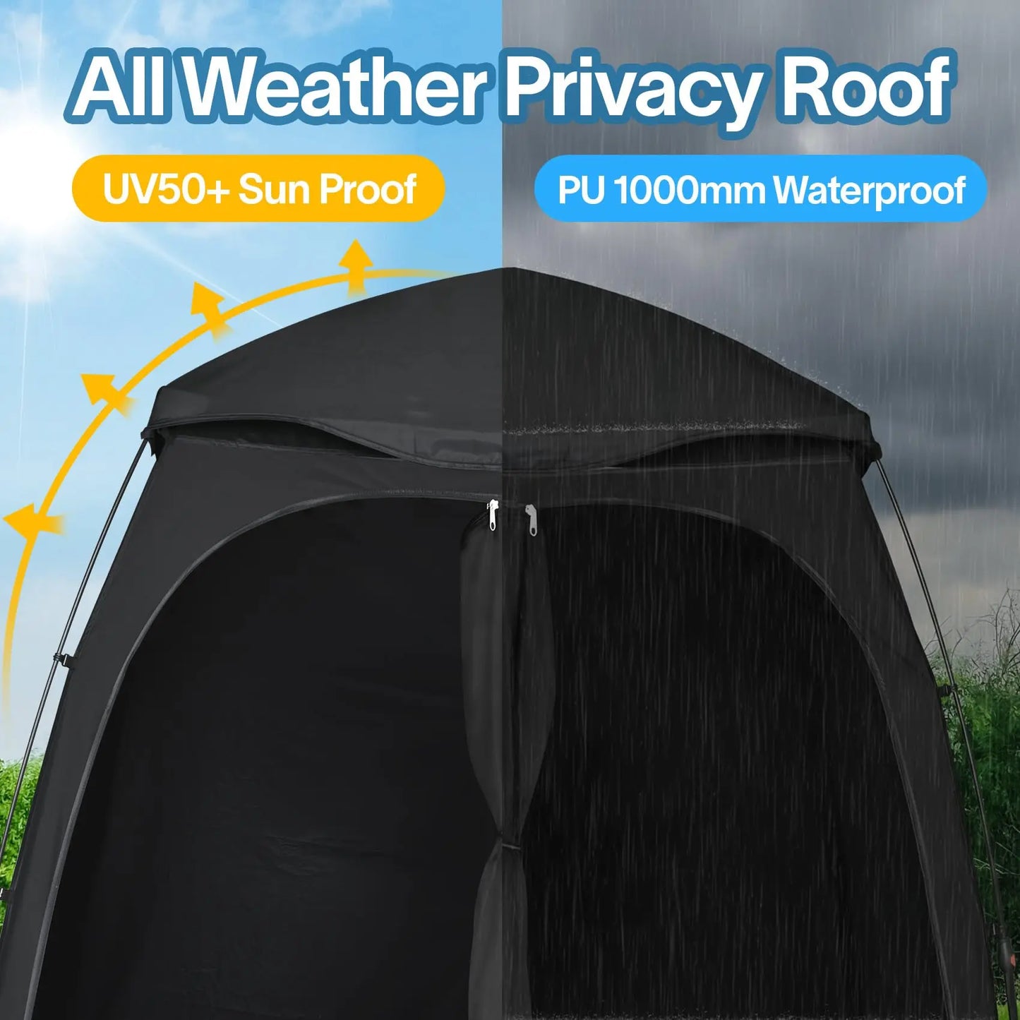 Portable Pop-Up Shower Tent With Floor Dual Doors Privacy Shelter For Camping Beach Changing Toilet