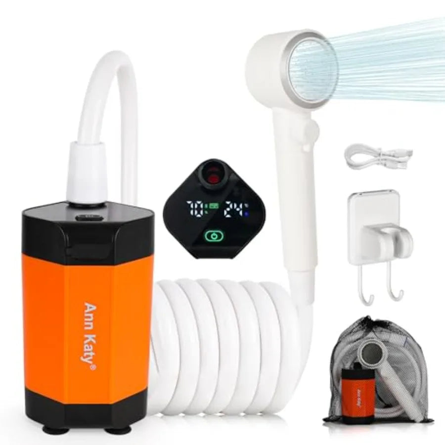 Portable Camping Shower Outdoor Camp Shower PumpUpgrade Rechargeable Electric Shower Pump with Intelligent Digital Display Mult