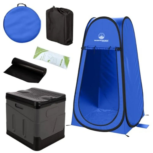 Portable Toilet for Adults with Pop Up Privacy Tent - Camping Toilet Travel Potty Bathroom Kit with Camping Shower Tent or Chan