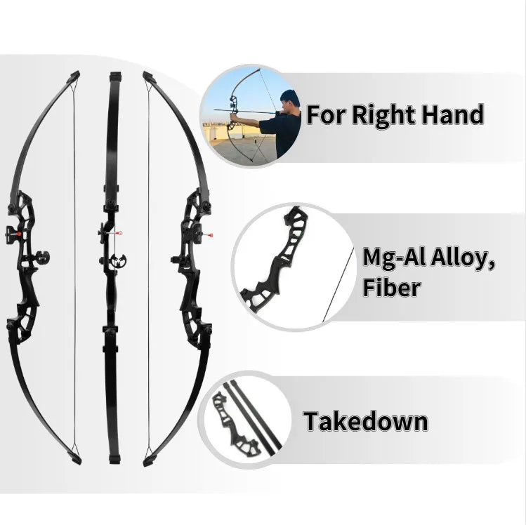 Archery Straight Recurve Bow Set 30 To 50 Lbs Durable Archery Hand Bow Suitable For Fishing Hunting Target Shooting Game