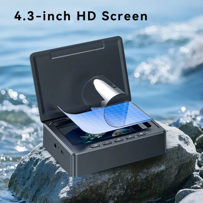 Underwater fishing camera, 1080P HD, portable fish finder equipped with a 4.3-inch LCD screen and infrared night vision light, suitable for fishing on ice lakes, boats, and kayaks.
