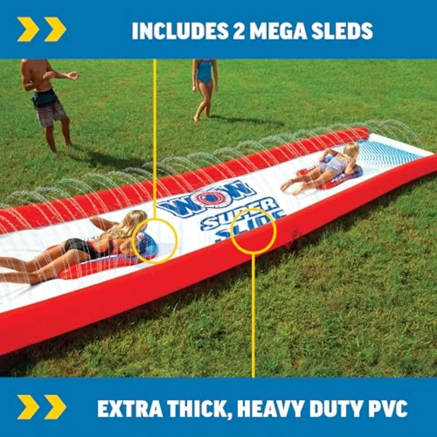Super Slide Giant Backyard Slip and Water Slide with Sprinkler Extra Long 25 x 6 ft Blue PVC Water Slide for Outdoor