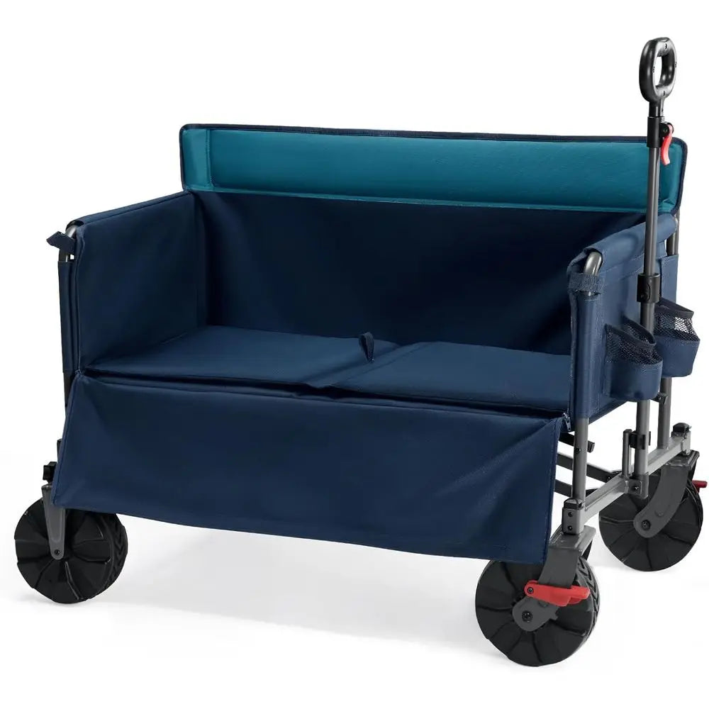 3-in-1 500lbs Utility Wagon Turn to Bench Seat,Wagon with Love-Seat or 2 Adults,oldable Beach Wagon Chair with Adjustable Handle