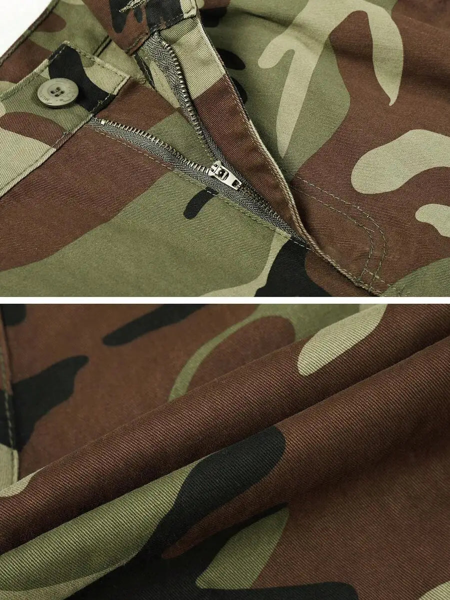 Mens 9-Pocket Camo Cargo Shorts Cotton Lightweight Casual Work Shorts