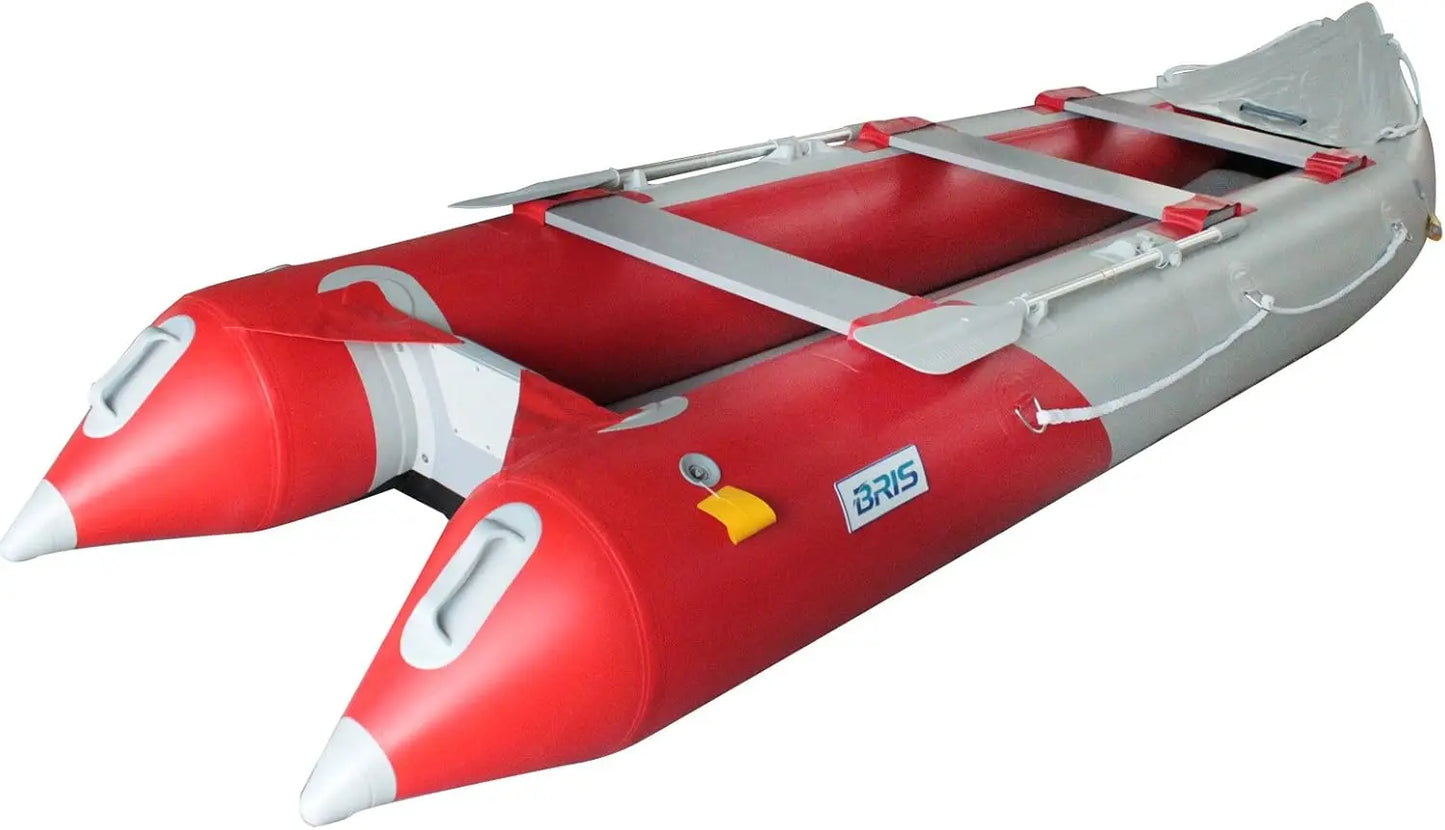 Inflatable Fishing Pontoon Kayak with Air Floor, 14.1 FT, Inflatable Boat for Anglers