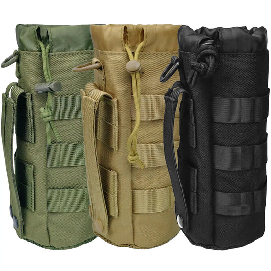 Tactical MOLLE Bottle Pouch Bag Travel Sprots Molle Water Bottle Holder with Drawstring Open Top and Mesh Bottom