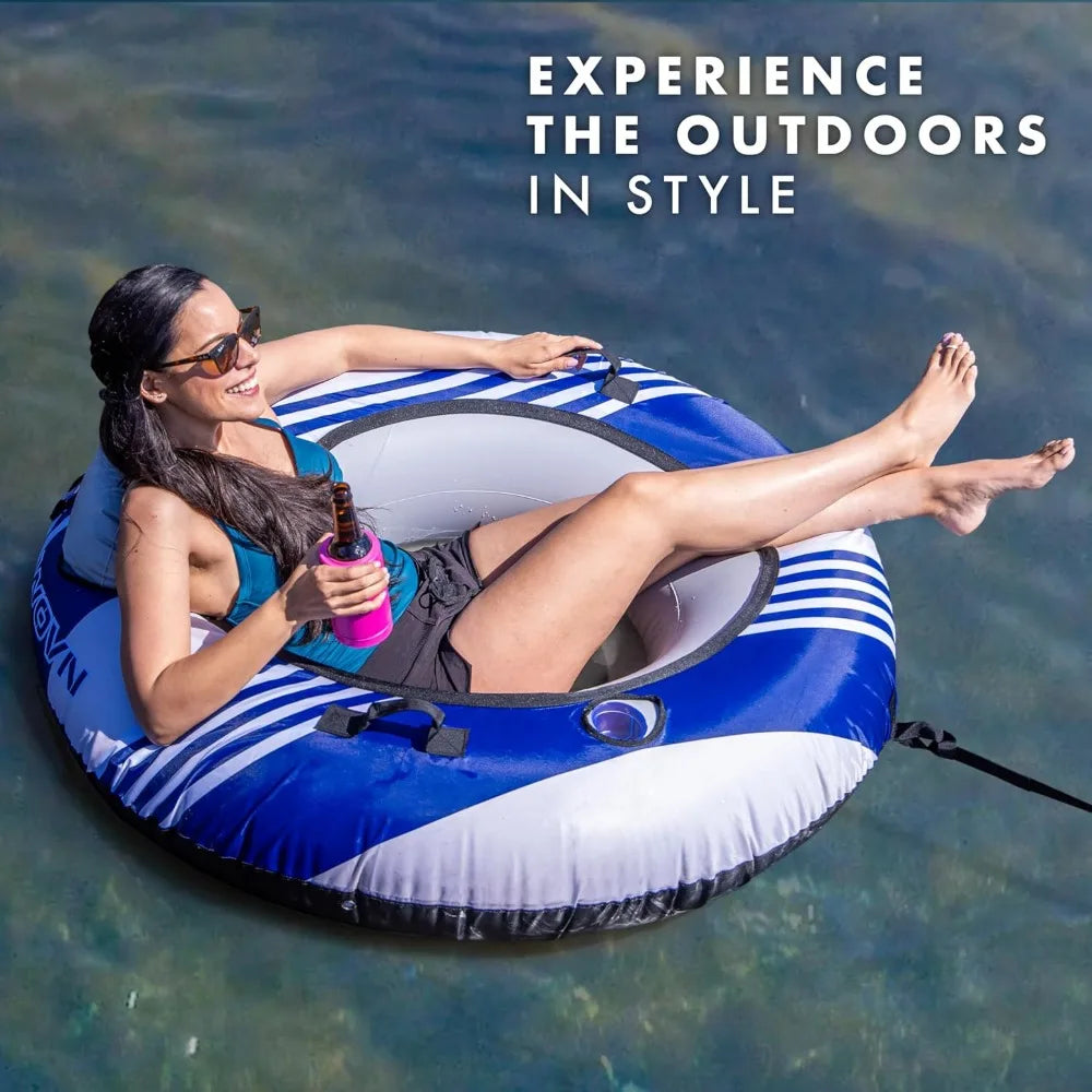 Heavy Duty River Tube with Premium Canvas Cover - Inflatable Float for Rivers, Lakes & Pools - Lido