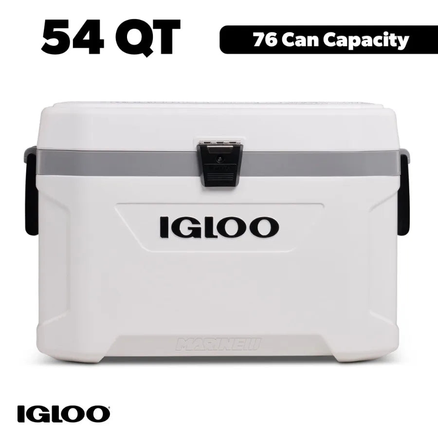 54 QT Marine Ultra Ice Chest Cooler for Boating and Outdoor Use, White, Heavy-Duty Insulation, Leak-Proof Design, Extended Ice