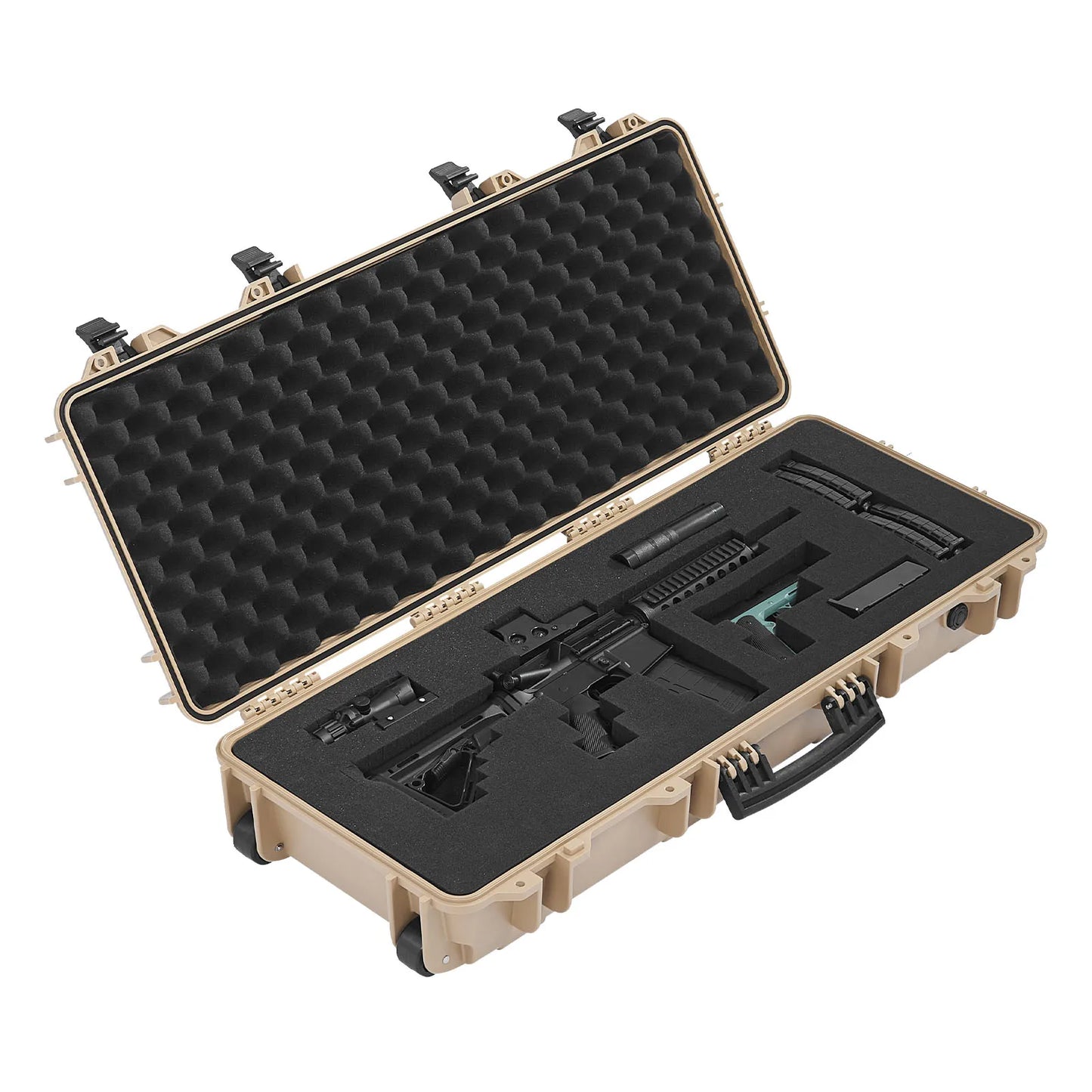 Hard Rifle Case Lockable Rifle Case with Pre-cut Foams Wheels IP67 Waterproof Pistol Storage Cases for Rifles Shotguns