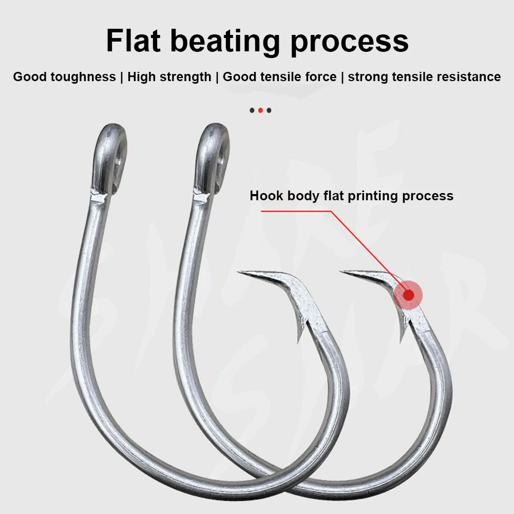30pcs/box Fishing Circle Hooks Stainless Steel Octopus Fishing Hooks Saltwater Barbed Fish Hooks Fishing Accessories