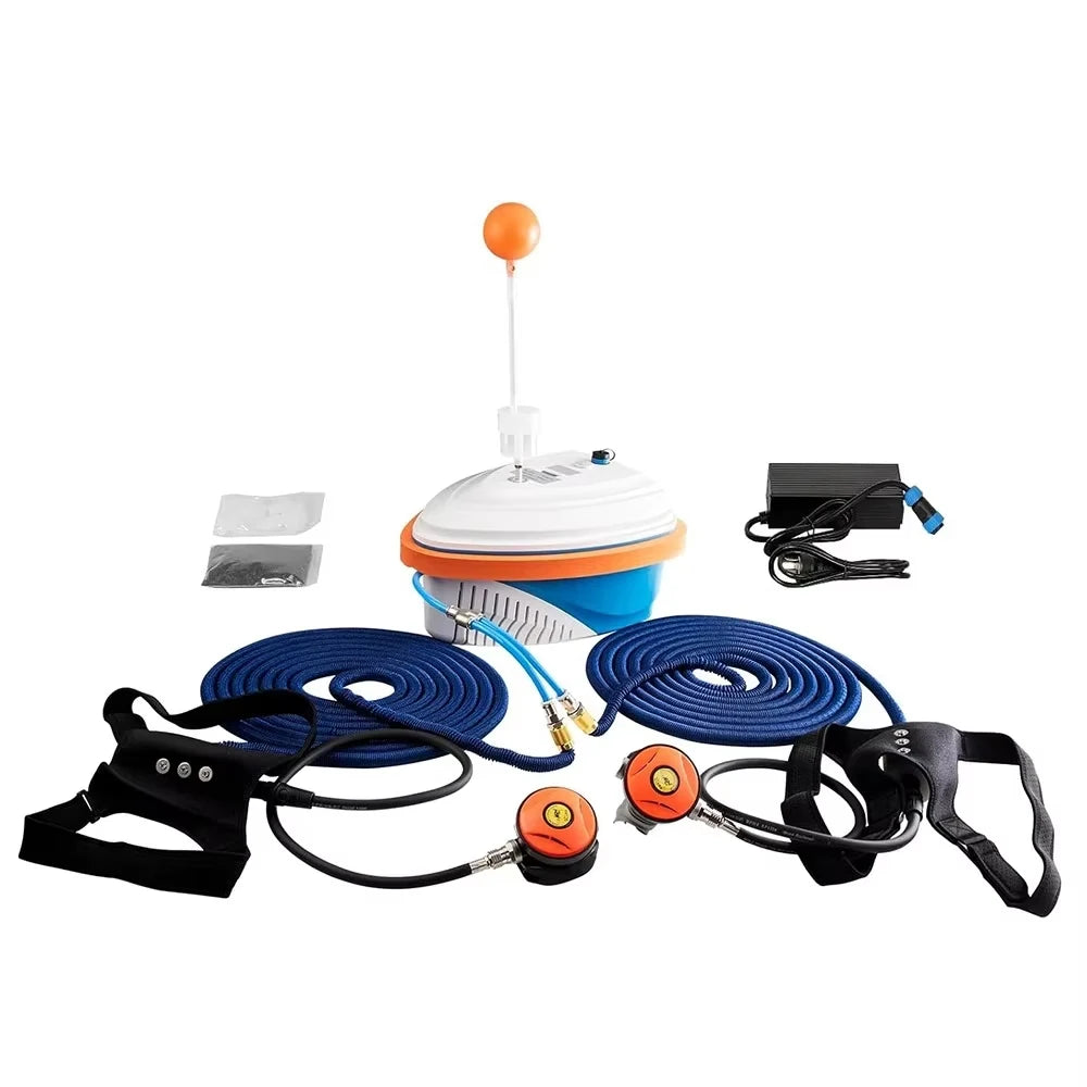 GOYOJO Scuba Diving Ventilator Snorkel Tankless Dual Users Portable Underwater Equipment Device Waterproof Rechargeable 15M 7H
