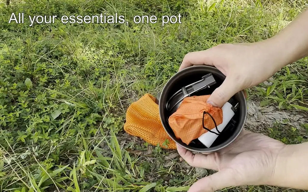 Titanium 1100ml Pot with Pan, Ultralight Camping Cookware for Backpacking, Nesting Set