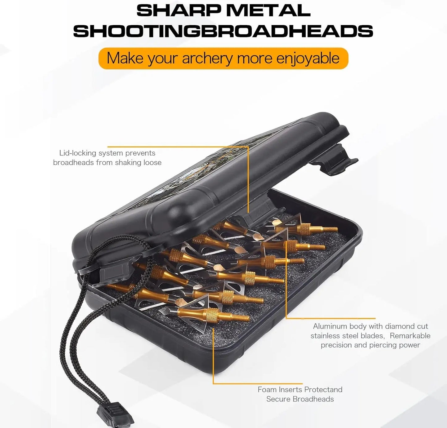 12PK 3 Blades Hunting Screw-in Broadheads 100 Grain Arrow Tips+ 1 PK Broadhead Storage Case