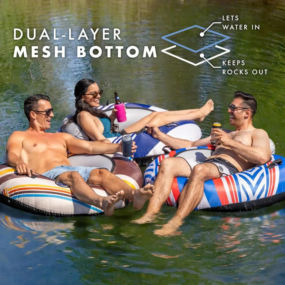Heavy Duty River Tube with Premium Canvas Cover - Inflatable Float for Rivers, Lakes & Pools - Lido