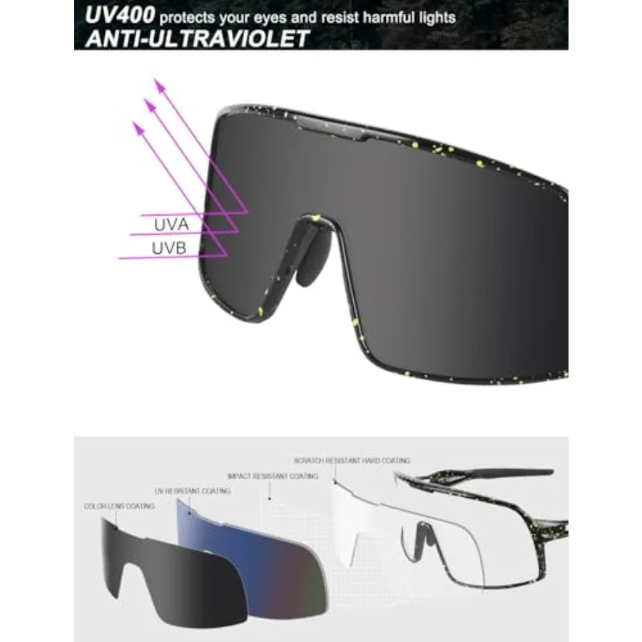 Polarized Sports Sunglasses for Men Women, UV Protection Sun Glasses for Baseball Running Cycling Fishing