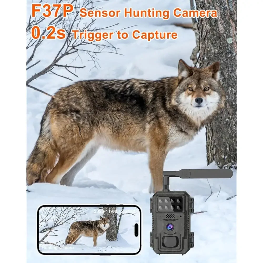 4G Cellular Trail Camera-with 4K 48MP Wide Angle 120 Degree, Night Vision up to 100FT, Solar Powered Hunting Came