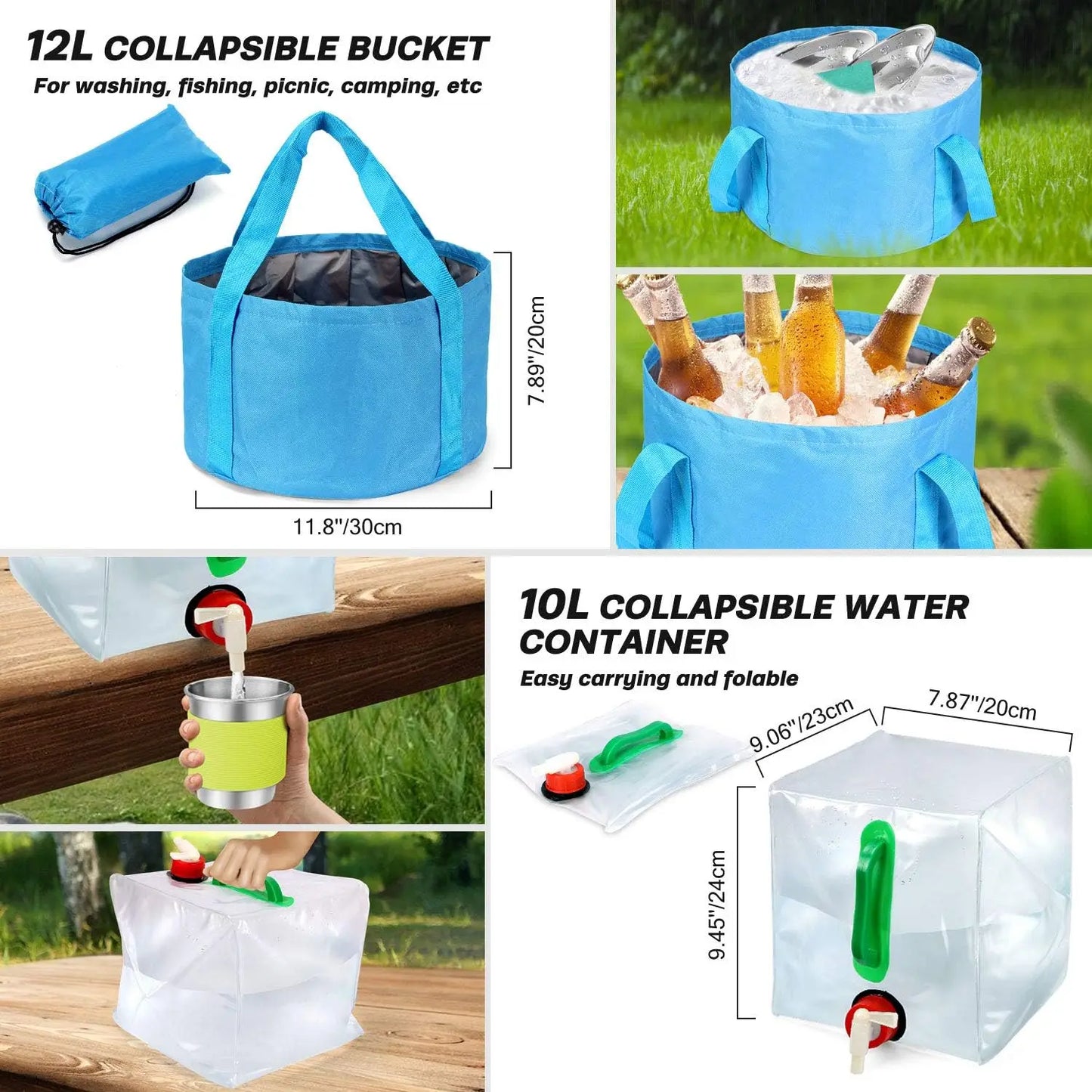 29pcs Camping Cookware Mess Kit, Non-Stick Lightweight Pots Pan Kettle, Collapsible Water Container and Bucket, Stainless Steel