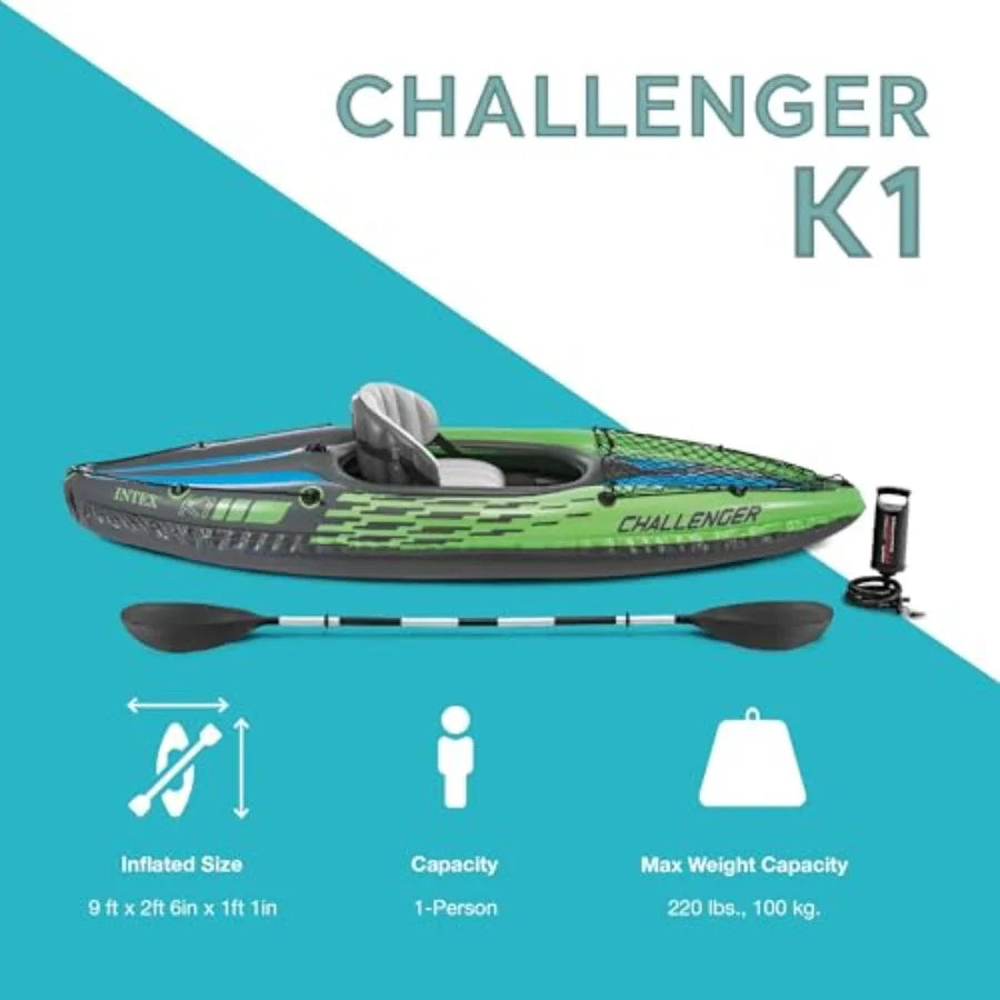 Inflatable kayak for outdoor water sports: SuperStrong PVC, gray/black, ultra-durable with adjustable seat, backrest, removable