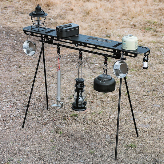 Folding Camping Hanging Rack Shelf Top Plate With Hook Triangle Storage Hanger Picnic Camping Cookware Pot Pan Hanging Rack