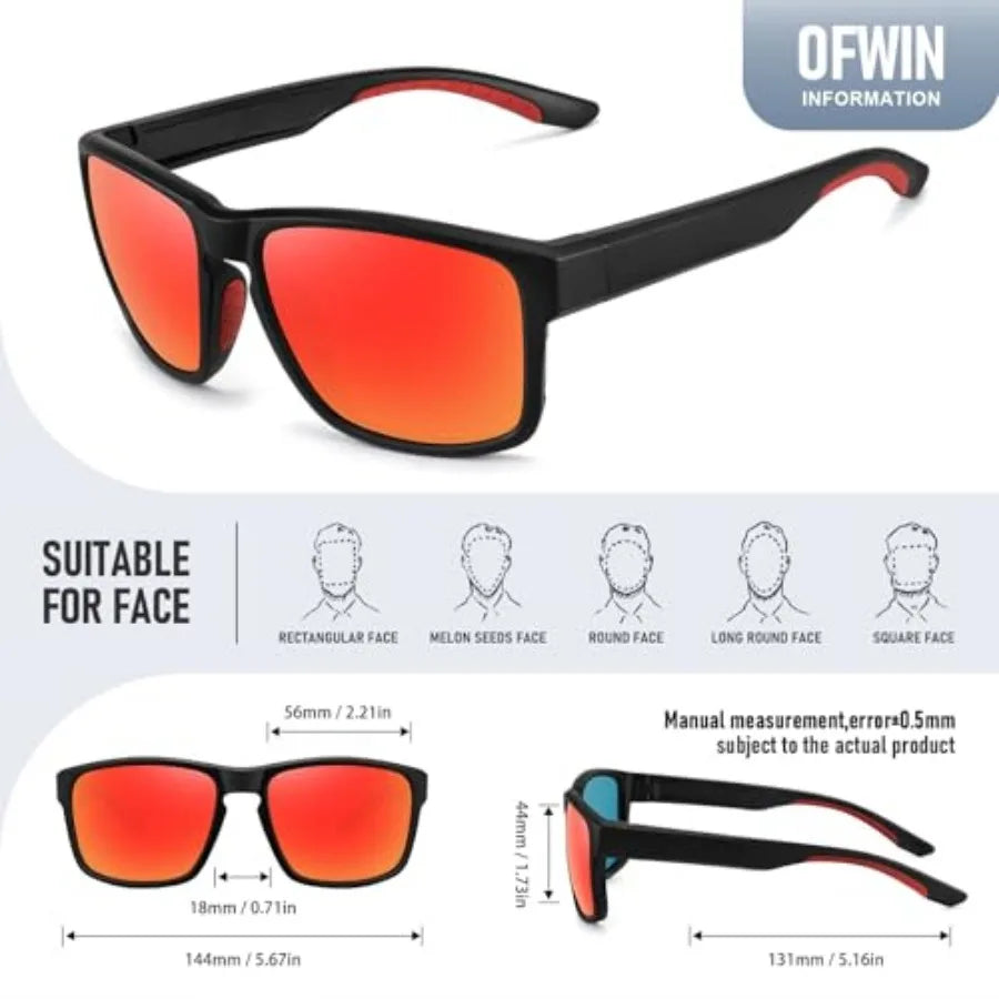 Sports Polarized Sunglasses for Men Women UV Protection Unbreakable Driving Running Fishing Hiking Sun Glasses