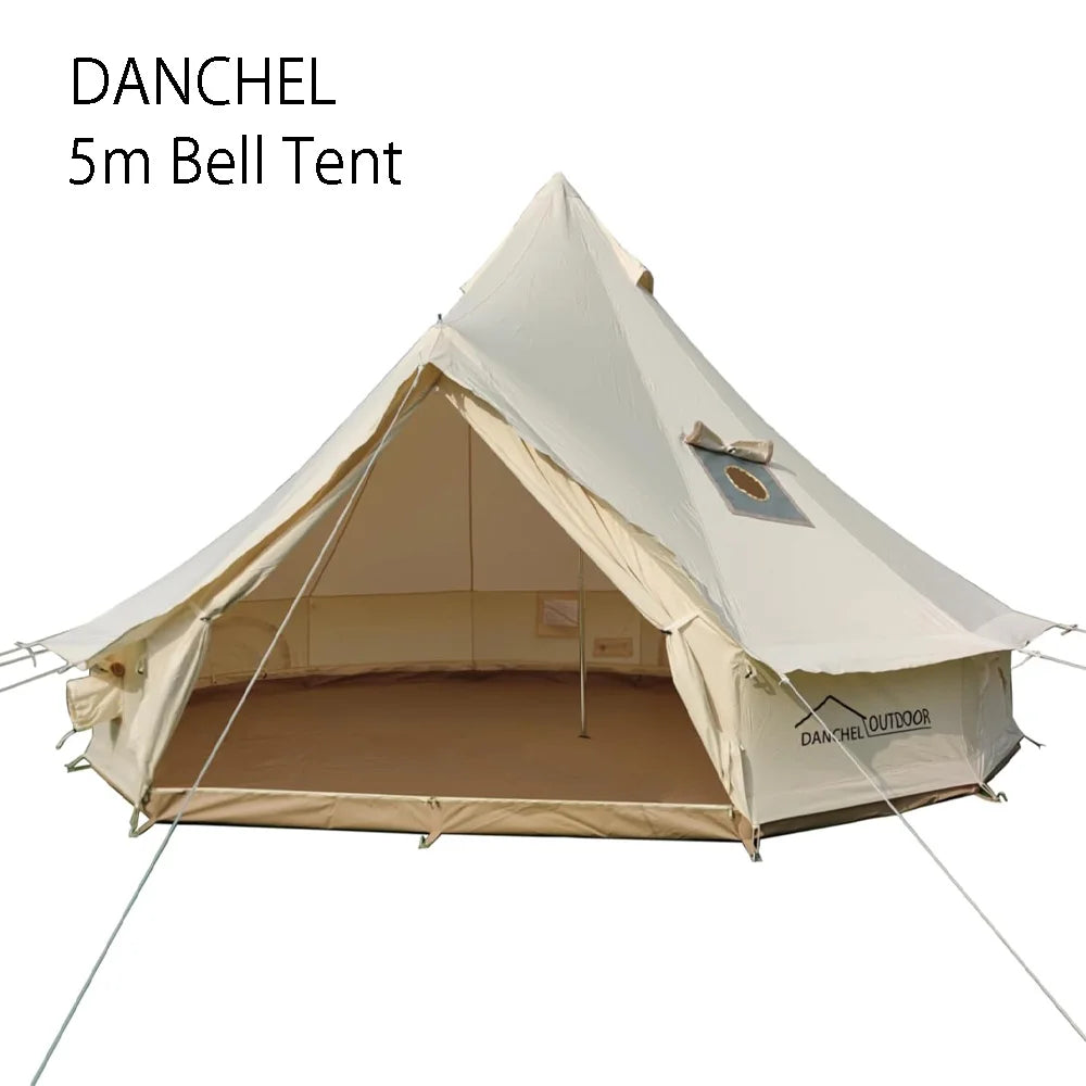 USA Warehouse B5 Cotton Canvas Bell Tent with Stove Jack 4/5/6m Waterproof  Hot Tent Glamping Houses in Winter Large Yurt Tent