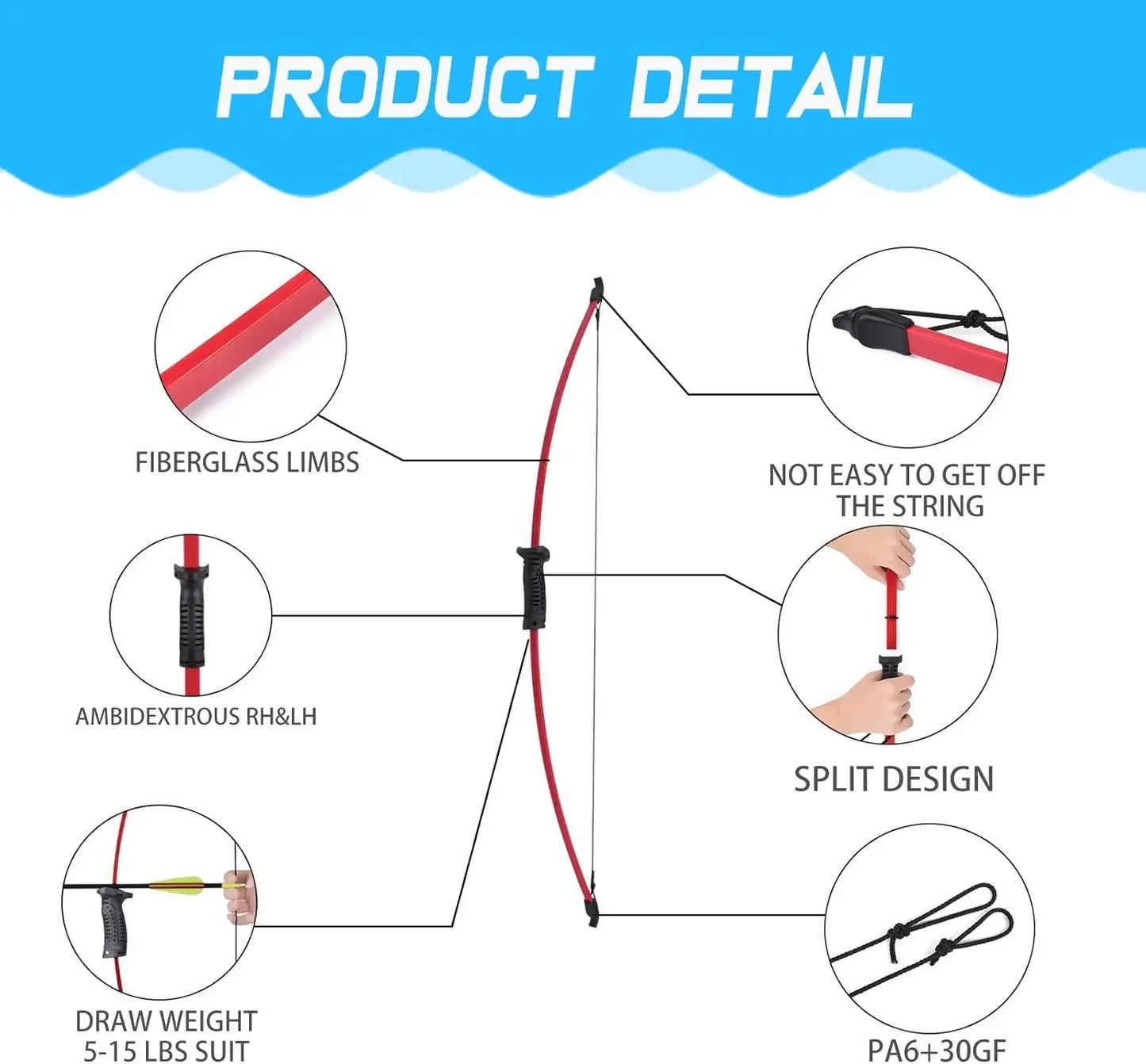 Recurve Bow and Arrow Set Outdoor Junior Archery Beginner Training Includes 8 Arrows, Armguard, Quiver, Target Face, Finger Tab