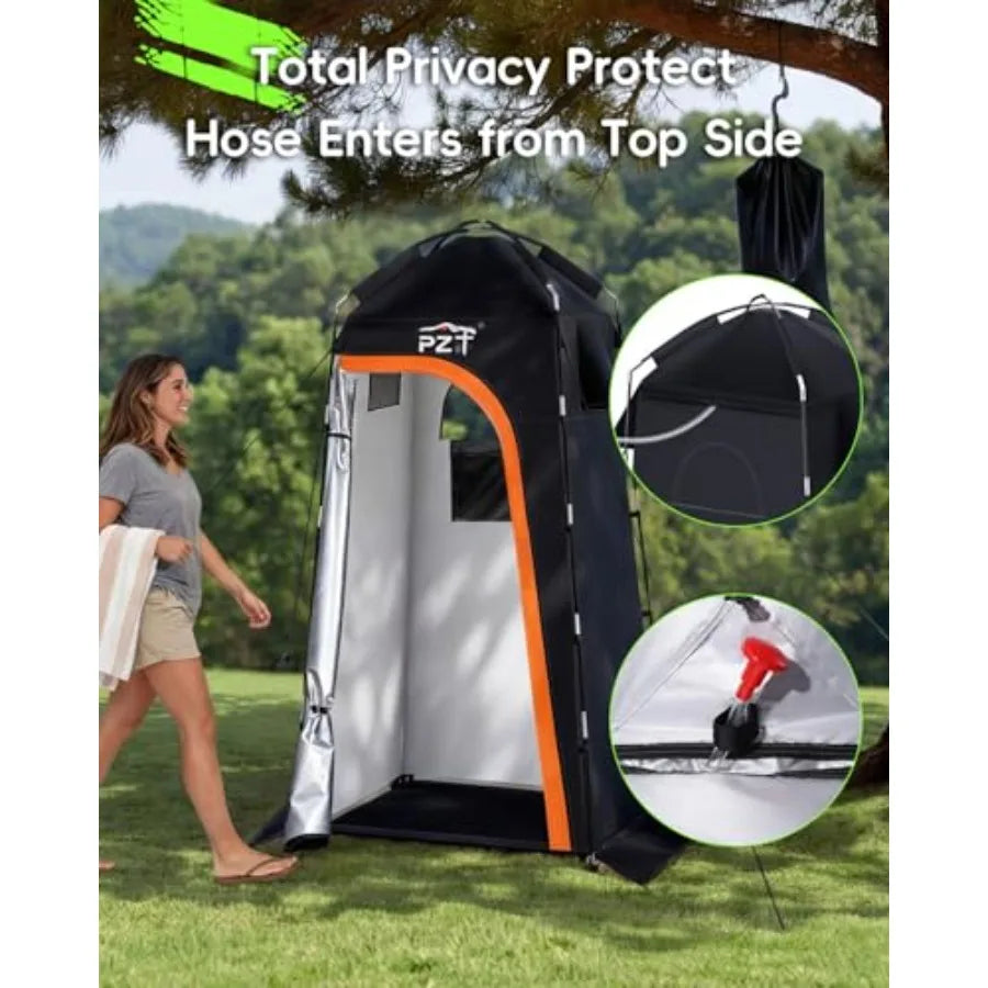Large Shower Tent, Portable Privacy Tent with Mesh Floor and Carrying Bag, Lightweight and Sturdy, Easy Set Up, Portable Changi
