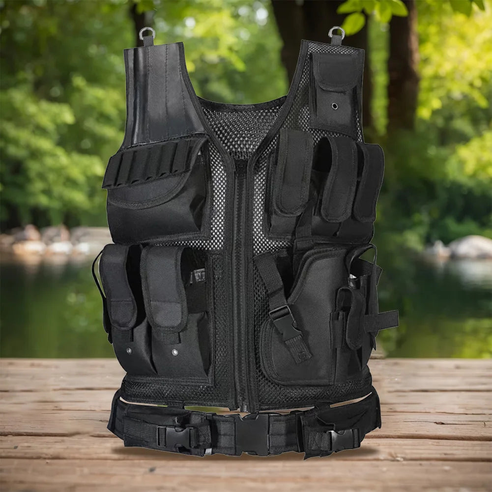 Nylon Molle Vest Adjustable Combat Body Armor Vests Multi-Pocket Mesh Vest Hunting Outdoor CS Game Airsoft Training Jacket